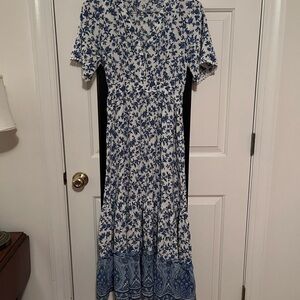 Floral Blue and White Dress